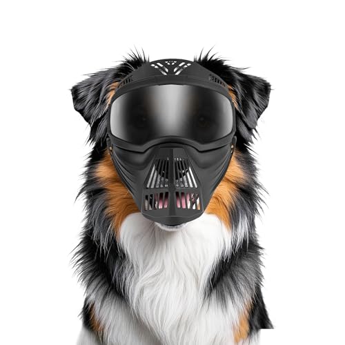 NAMSAN Schutzmaske für große Hunde, UV Winddicht Einstellbar Sonnenbrille für Große Hunde-Schwarz