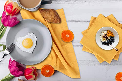 Hausattire Cloth Napkins Set Of 12 (18X18 Inches) Mustard - Cotton Reusable Dinner Napkins - Durable And Perfect For Everyday Use #TOP2