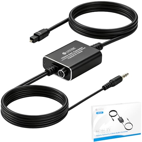 eSynic Portable Optical to 3.5mm/Aux Adapter-7 FT...