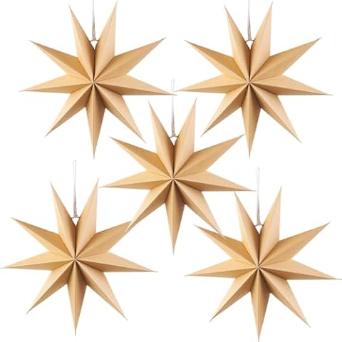 SUNBEAUTY 5 Pcs 12 Inch Paper Star Lanterns Cover