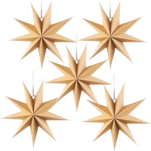 Natürliche Weihnachtsdeko 27 Original Holzfarbe Faltstern Weihnachten Dekoration 9 Zacken...