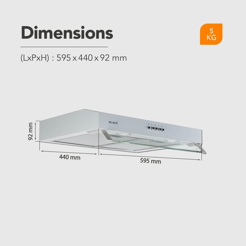 BELDEKO Hotte Casquette 60 cm Blanc 210 m3/h 100W - Marque Française