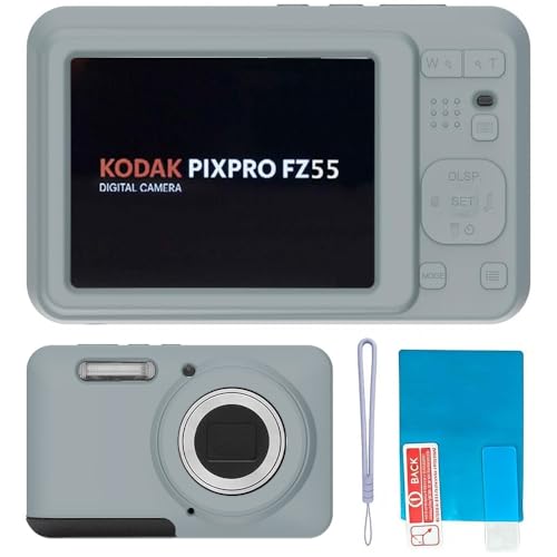 Funda de silicona para Kodak PIXPRO FZ55 con protector y correa miniatura 1