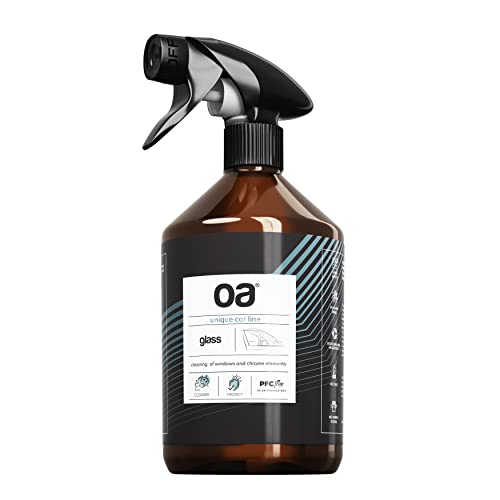 OA Limpia Cristales Coche CAR GLASS (500 ml) I Limpiar Cristales Coche Interior I Limpiador de Cristales Auto I Producto para la Limpieza y Protección de Superficies Cromadas y de Vidrio en el Coche