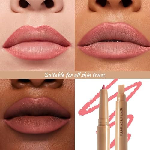 Image of Matte Lip Liner - Dual-Ended Retractable Pencil with Silicone Smudger, Waterproof Long Wear Crayon for Flawless Contour & Plump Lips, Vegan Cruelty-Free Beauty for Everyday Elegance (02#, 1PCS)