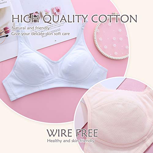 FEOYA Girls Cotton Training Bra Soft Cup Wireless Vest Design Sport Bra 2 Pack2