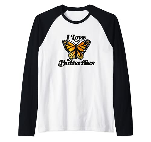 Monarch Butterfly Raglan Baseball Tee, Black