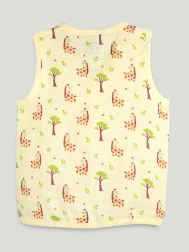 Image of Kidbea Bamboo Muslin Jhabla for Newborn Baby, V-Neck Sleeveless Button Jhabla Shirt, Soft Breathable Infant Kids Clothing for Summer Wear