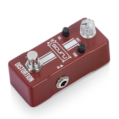 Guitar Distortion Effects Pedal Mini High Gain Ampsダイナミック応答エレキギタープレーヤー用のTrue Bypass Dist Volトーンコントロールワインレッドアルミニウム合金9.5 x 4 x 3cm
