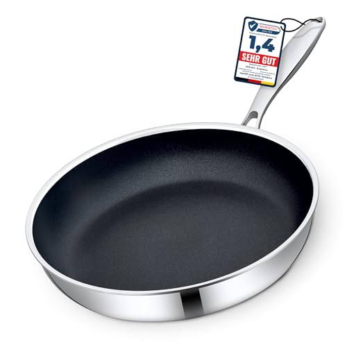 Morleos Sartén de cerámica de 24 cm, totalmente revestida, 5 capas, 3 mm, 1 kg, sartén prémium para inducción, antiadherente, sin PFAS y PTFE
