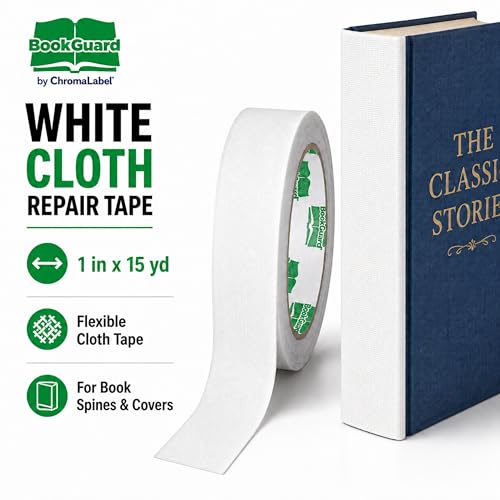 BookGuard Book Binding Tape, 1 Inch White Cloth, 15 Yard Roll - Additional View