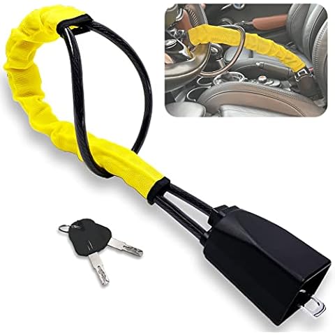 Steering Wheel Lock Car Anti Theft Device Seat Belt Prevention Security Car Lock with 2 Keys for Cars Trucks Vans and Suvs Cover