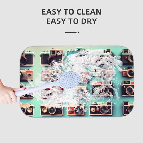 Tapis de bain pliable antidérapant diatomée retro camera - 7