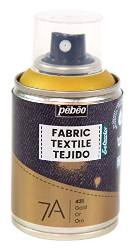Pébéo - Pintura en spray para textiles 7A Spray - Tejidos naturales y sintéticos - Base de agua - Sin disolventes - Resistente al Lavado a Máquina - Pintura sobre Tejido Pébéo Color Dorado