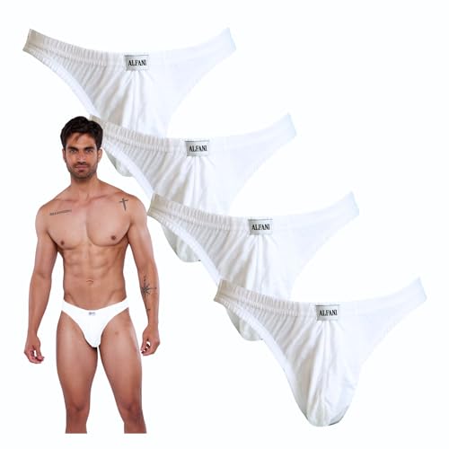 La Mejor Lista de Trusa Blanca los 10 mejores. 44 Alfani Paquete de 4 Trusas 100% Algodón para Hombre JR62 - Blanco - M