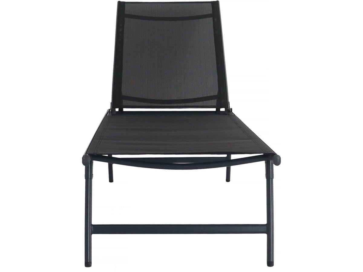 Lot de 2 bains de soleil en métal "Sublima" - 180 x 54 x 104 cm - Noir