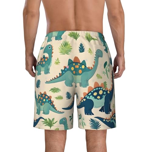Cute Dinosaur Print Men's Beach Pants Lightweight Quick-Dry Swim Pants with Mesh Lining for Men4