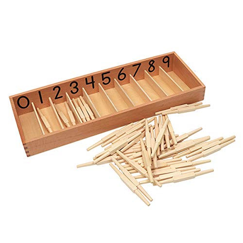 Cheers Education Montessori Math Material: Spindle Box Set (0-9 Spindle Box,1 Box Holder,45 spindles