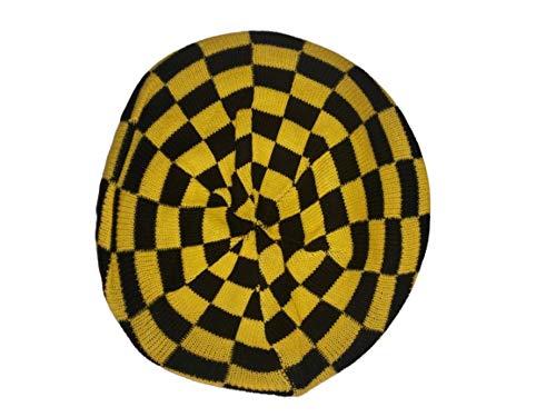 Women's Checker Beret - Lightweight Beret (Yellow/Black)