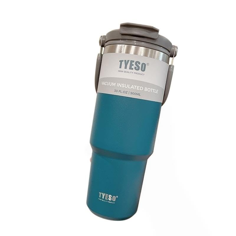 Taza de café de acero inoxidable de 900ML, taza aislada de doble capa fría y caliente(Blue)