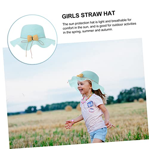 Boy Girl Straw Hat Uv Breathable Beach Cap for Girls Lightweight Sun Visor for Outdoor Activities Travel and Vacation Blue4