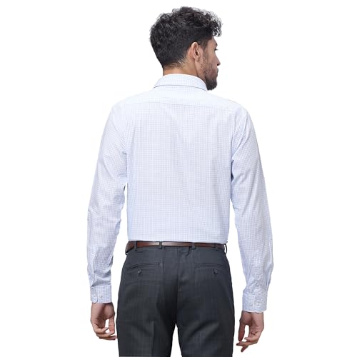 Image of Raymond Men Slim Fit Structure Pattern Pure Cotton Semi Cutaway Collar Full Sleeve Formal Shirt
