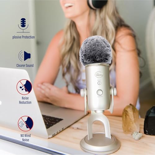 Blue Yeti Microphone Covers Furry Foam with Dead Cat, Blue Yeti Pop Filter Windscreen for Blue Yeti Microphone Noise Reduction - Thumbnail 4