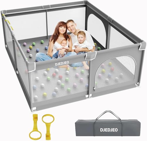 YUMBOT Parc Bebe Pliable,180x150cm Grand XXL avec Maille Douce Respirante, Parc Enfant avec Base Antidérapante et Porte Zippée,Espace d'activités pour Intérieure et Extérieure,de 0 à 6 Ans