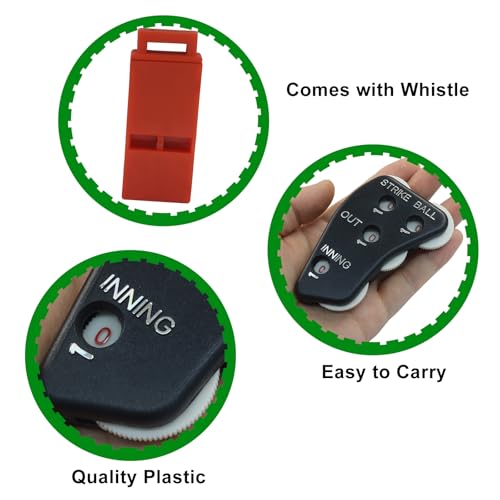 HARSKIYER 6 Pack Baseball Umpire Clicker with Whistles, 4 Wheel Umpire Indicator to Recording Strike, Ball, Out and Inning Balls for Softball， Baseball Referee - Thumbnail 4