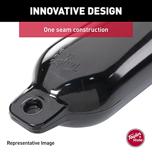 Taylor Made Hull-Gard Inflatable Boat Fender, Black Onyx (4.5" x 16"), Unique Oval Shape, Molded Football Needle Inflation Valve, Seamless Construction, Double Eyelets - 31721 - image 4