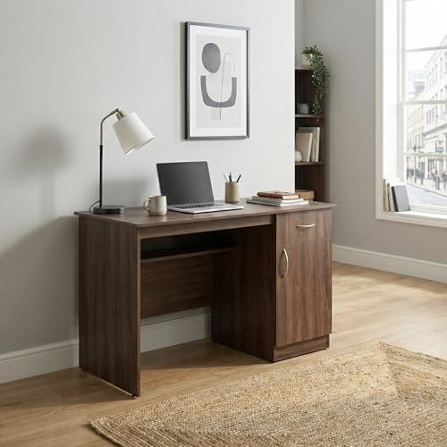 Image of Magnus Executive Office Desk with Drawer & Storage Cabinet, Large Study Table for Home Workstation, 120x60x78cm (Dark Oak)