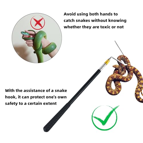 Image of Snake Catcher Net Rattlesnake Grabber Snake Grabber Tool Snake Handling Tools Telescopic Pole Stick with 16.2''-60'' Handle and 11.8'' Net Opening for Reptile Catch Snake Removing Catching