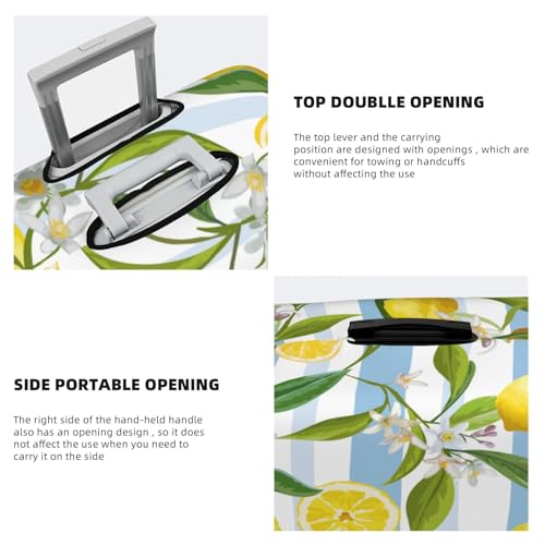 Travel Luggage Cover Elastic Suitcase Protector Washable Baggage Covers Fit For 22-24 Inch Luggage Stripes Lemon Flower Fruits Pattern Suitcase Cover M3