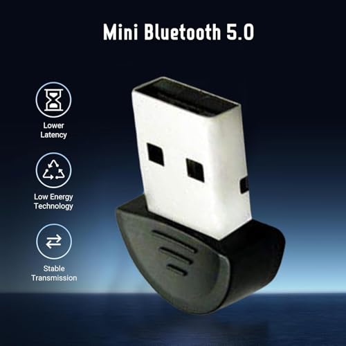 Image of Atevon Bluetooth 5.0 USB Adapter - Fast Wireless Dongle for PC, Laptop, Keyboard & Mouse - Plug & Play, 100ft Range - Pack of 1