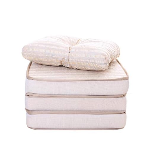 Puff Multiuso 3 em 1 Solteiro Jacquard Bege + Travesseiro