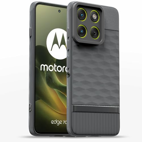 Image of Pikkme Back Cover for Motorola Moto Edge 70 5G Camera Protection 3D Hexa Cube Design Silicone Protective Bumper Case (Grey)