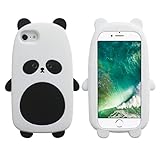 Lubiogio 3D Cute Panda Case for iPhone SE 2022/2020,3D Cute Cartoon Kawaii Panda Case,Girls Women Kids White Panda Character Soft Silicone Case for iPhone SE 2022/2020/6 6S 7 8 4.7 inch