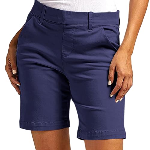 Bermuda Shorts for Women Knee Length Casual High Waisted Chino Shorts with Pockets 2025 Work Comfy Straight Leg Outfits2