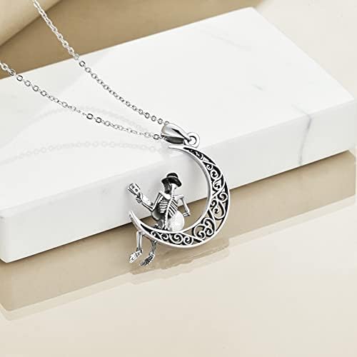 VENACOLY Skull Gifts Sterling Silver Guitar Skull Pendant Skeleton Gothic Jewellery Gifts for Women