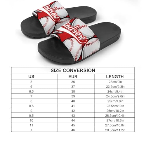 Custom Sports Slides Personalized Slippers - Baseball Sandals Quick Drying Softball Slippers Indoor Outdoor,Gifts for Men Youth Boy (Black,Style 4)2