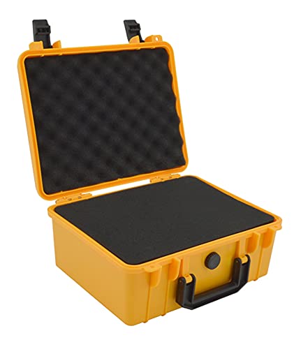 Snowflyk Tool Box Organizer Portable Tool Box ABS Plastic Storage Toolbox Equipment Tool Case Outdoor Suitcase with Foa (Giallo 280x240x130mm)