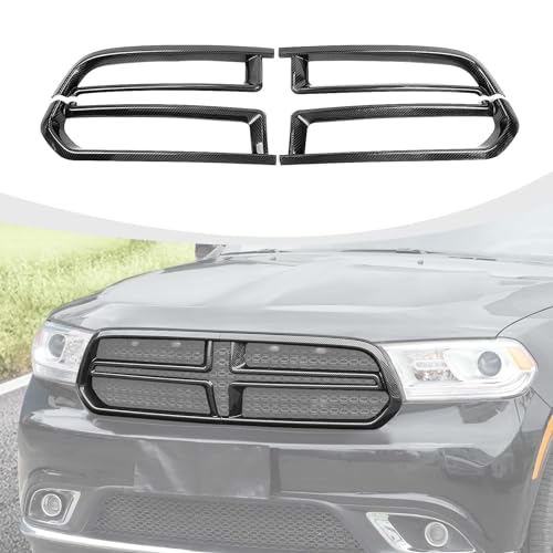 Image of RAZPOY Front Grille Inserts Trim Cover Guard Compatible with Dodge Durango 2011-2020 Exterior Accessories, Carbon Fiber