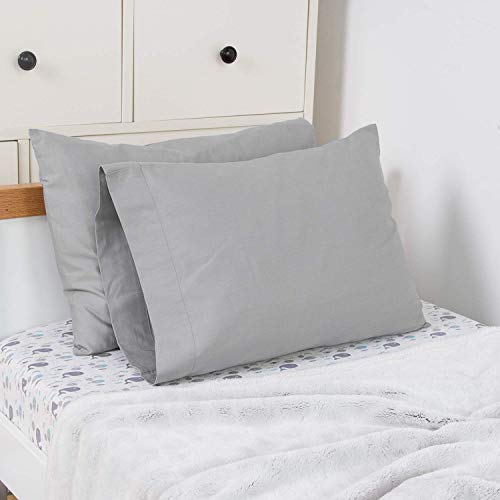 Comfort Beddings - Coppia di federe per bambini in 100% cotone egiziano 400 fili, 33 x 45 cm, colore: Bianco, Cotone, Silver Grey, Toddler ( 13' x 18' )