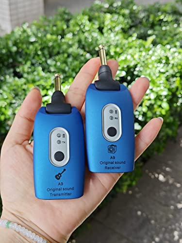 Ingpartner A9 2.4Ghz Wireless Guitar Transmitter Receiver Audio Wireless Receiver System For Electronic Instruments Guitar Bass Violin Keyboard Cordless Guitar Amplifier Low Noise Low Latency Blue #TOP1