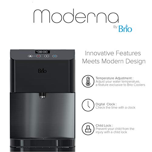 Brio Clbl720Scblk Moderna Self Cleaning Bottom Load Hot, Cold & Room Water Cooler - New Black Stainless Steel - Tri Temp W/Touch Dispenser Feature #TOP4