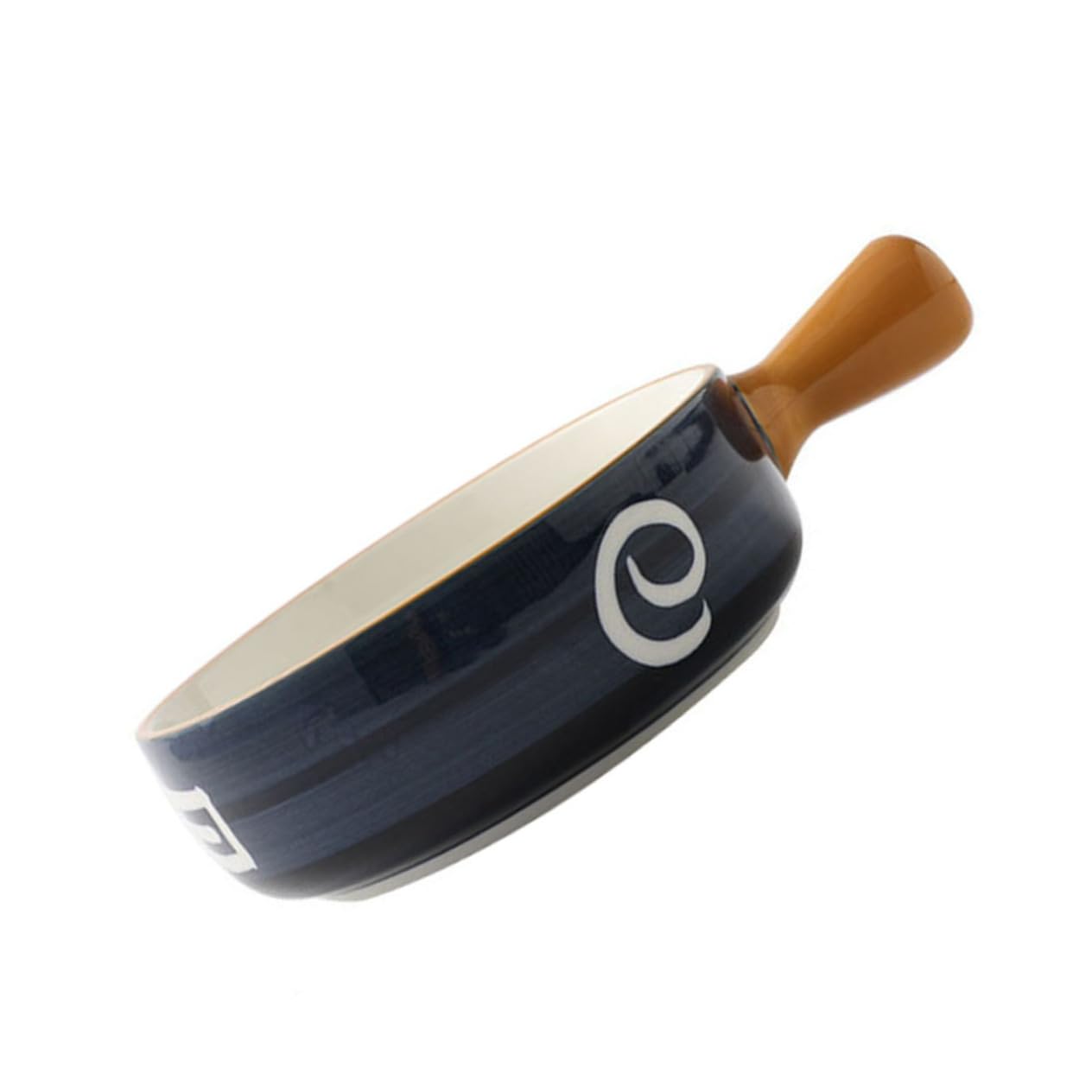 Mipcase Cuenco de Cerámica Azul Multiusos con Asa para Hornear y Servir Ensaladas en Cocina y Hogar, Tazón Redondo Resistente y Decorativo