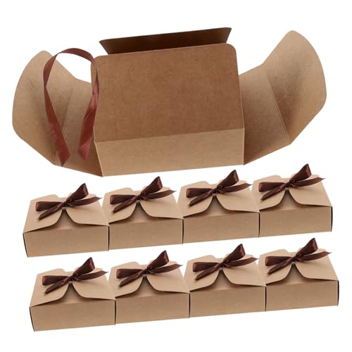 SHOWERORO 20個 牛皮紙製ラッピングボックス 正方形 包装用 レトロデザイン ケーキ用収納箱 多用途 贈答用お菓子入れ