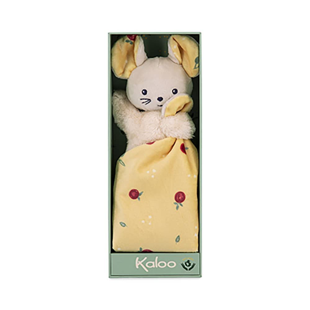 Kaloo - Carré Douceur - Seasonal Fruits Mouse Comforter - Square: 7.1" x 7.1" / 18 x 18 cm - Babies’ Soft Toy - Ultra-Soft Materials - Gift Box - K972003