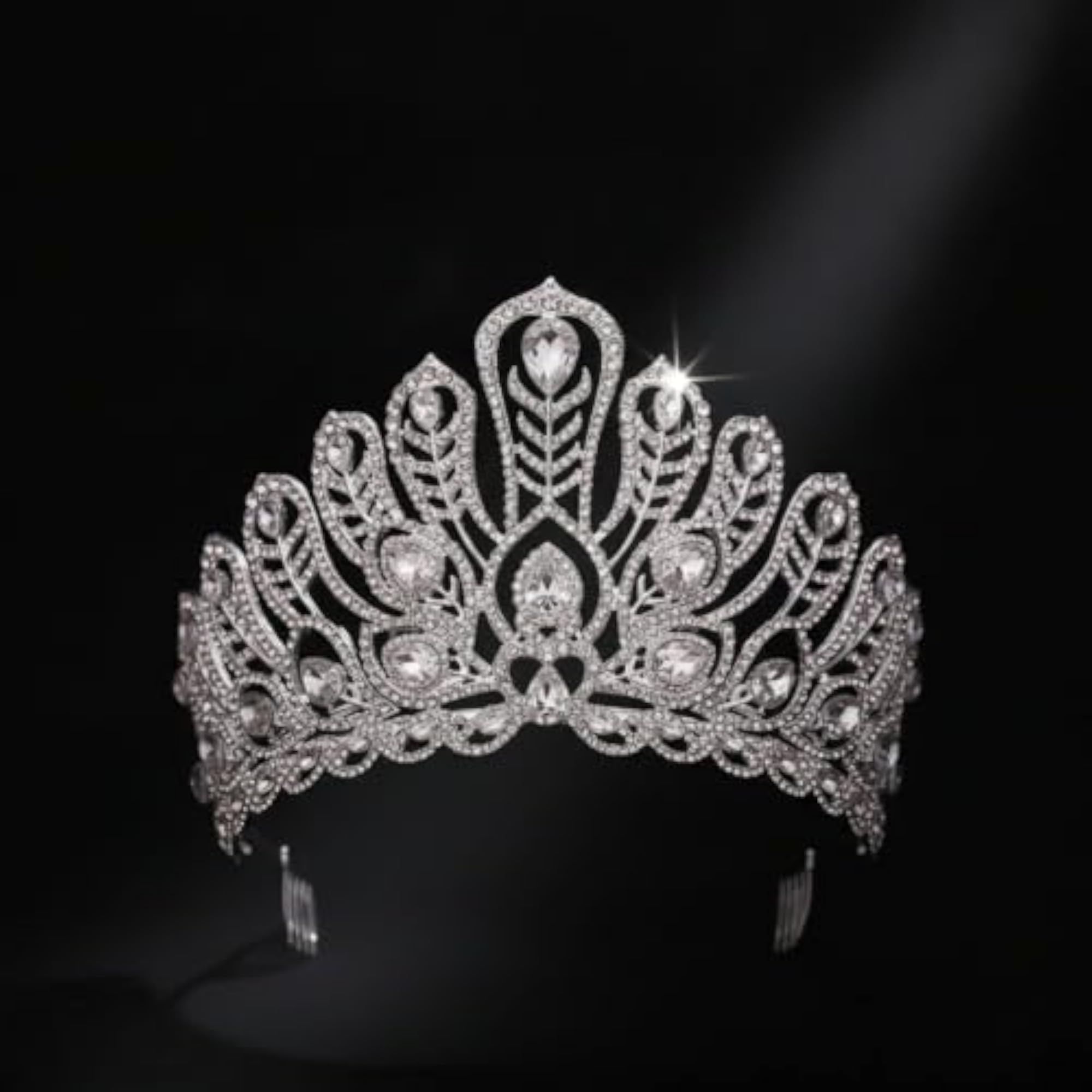Rhinestone Tiara with Comb, Elegant Bridal Headpiece