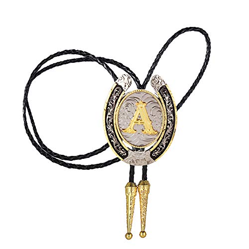Huabola Calyn Bolo Tie For Men- Golden Initial Letter Abcdmjr To Z Western Cowboy Bolo Tie For Women (A) #TOP2